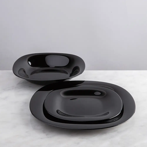 Carine Black Dinner Set 18pcs Opal Glass