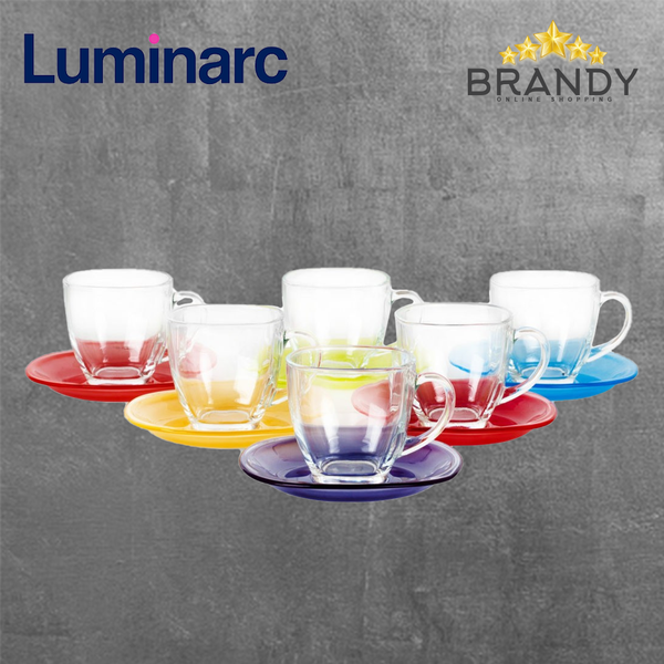 Carine Rainbow Set 6 Tea Cups, Glass, 22cl