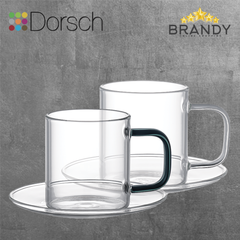 Dorsch Elegance Glass Coffee Cup Set 100ml 4-Piece with Plates-1