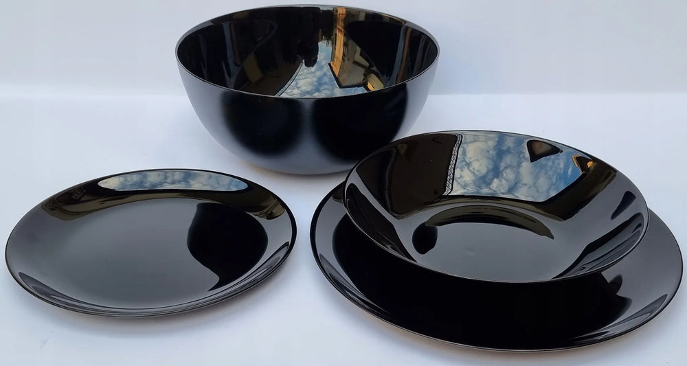 Luminarc Diwali White Opal Glass Plates Set Tempered Microwave Dishwasher Safe