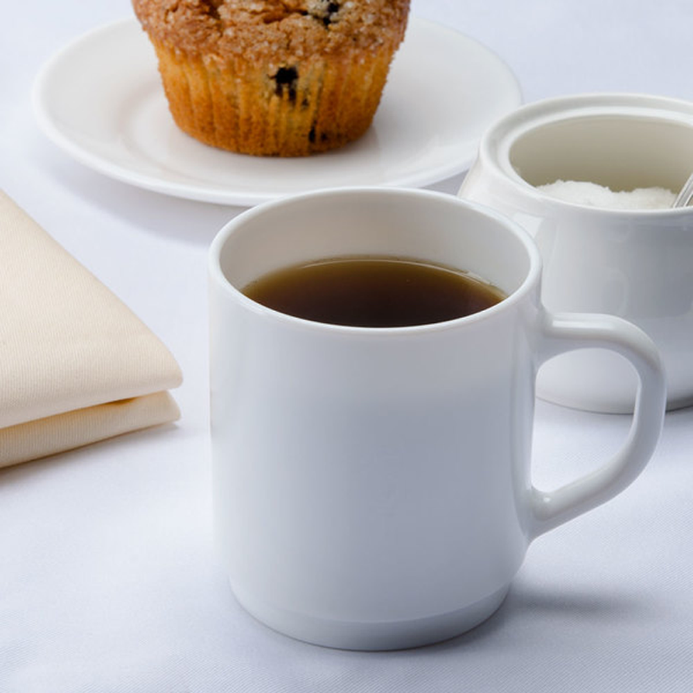 Stackable White Glass Mug Set 6pcs