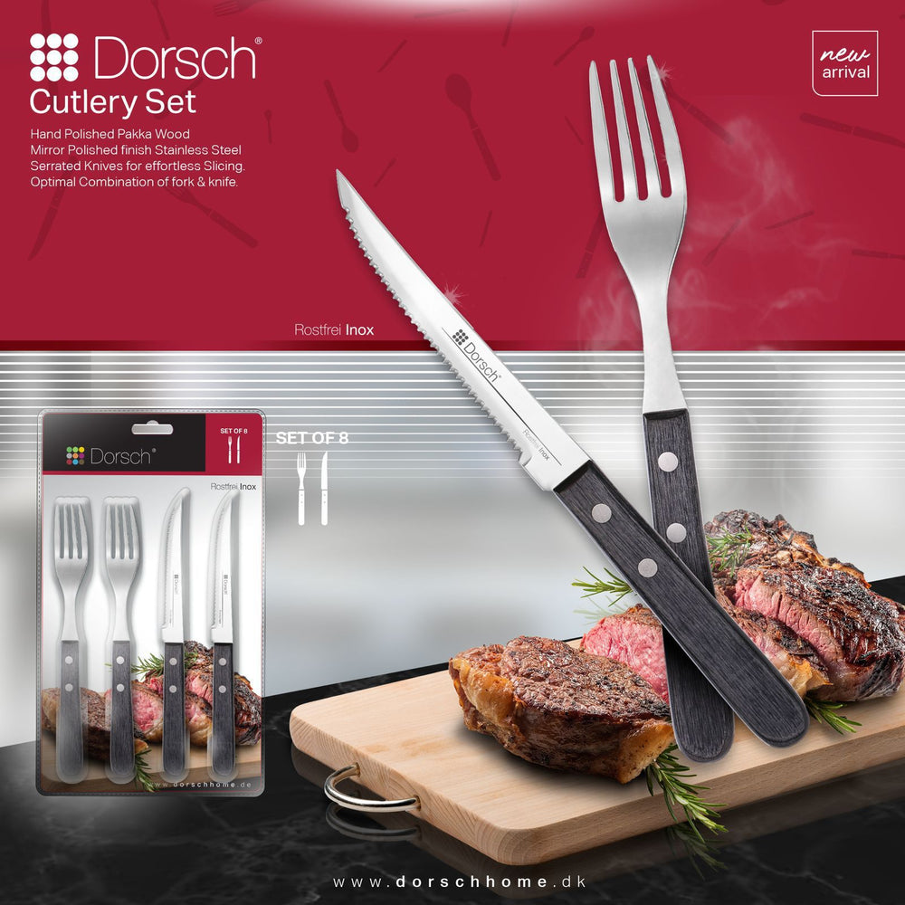 Wooden Steak Set 8pcs with Pakka Wood Handles