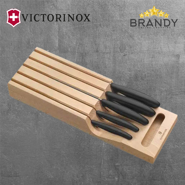 Knife Set 5pcs With Wooden Stand, Stainless Steel Blades