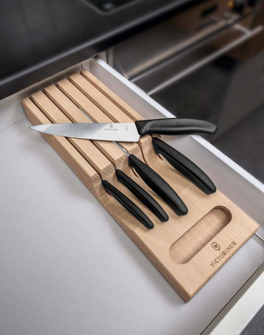Knife Set 5pcs With Wooden Stand, Stainless Steel Blades