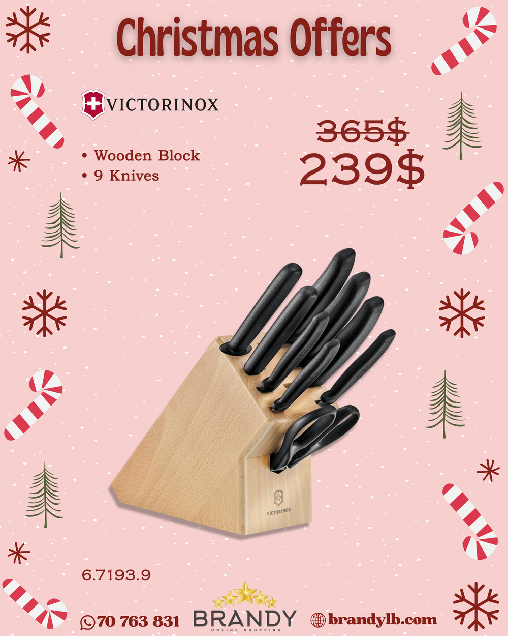 Knife Set 9pcs With Wooden Stand, Stainless Steel Blades