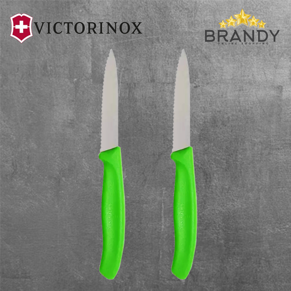 Victorinox Swiss Paring Knife Set 2-piece 8 cm Wavy Edge Green