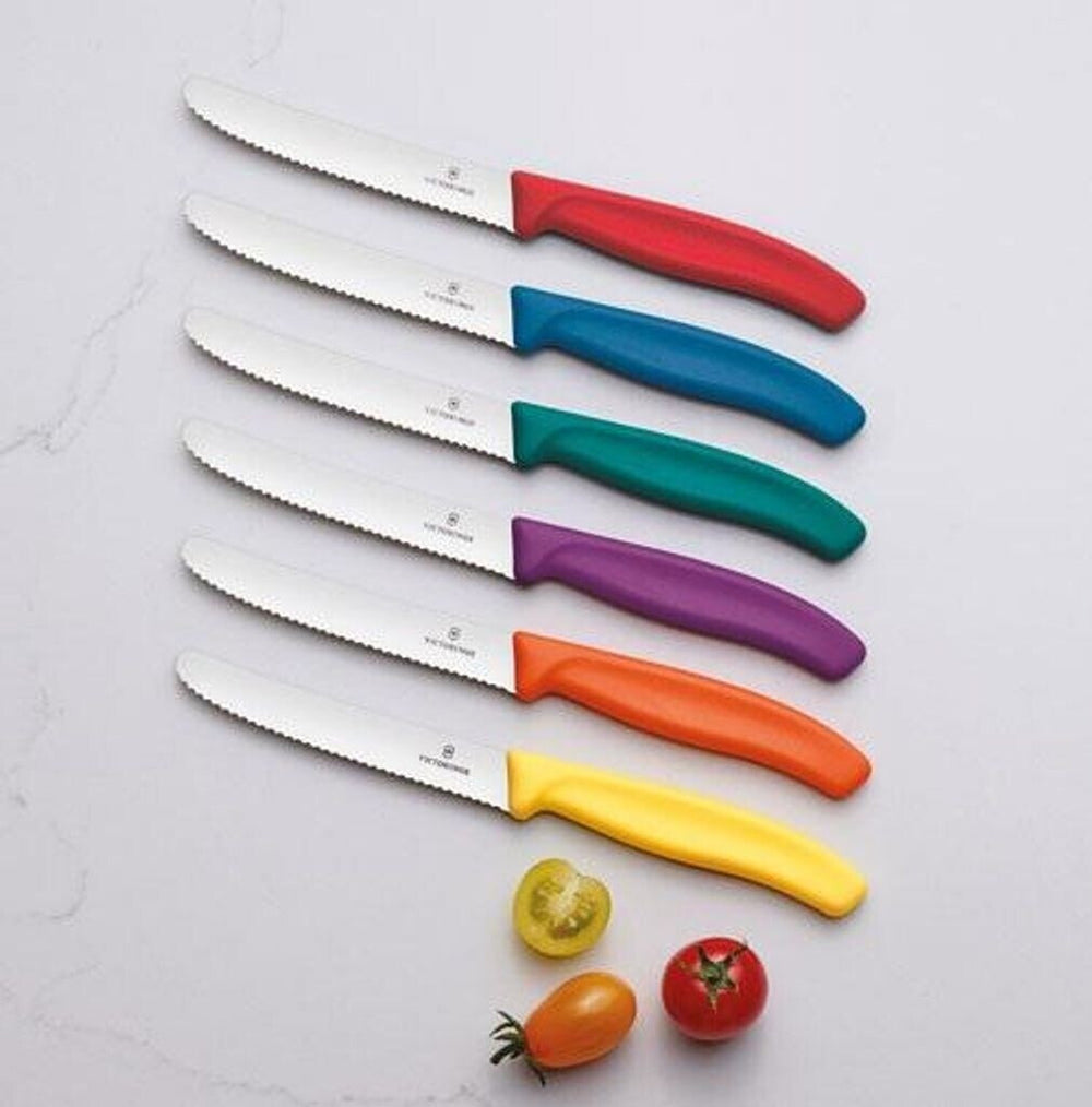 Victorinox Swiss Classic 6-Piece Steak & Pizza Knife Set 11 cm Wavy Blades Multicolor