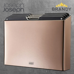 Joseph Joseph Folio Steel 4-Piece Chopping Board Set Rose Gold Case