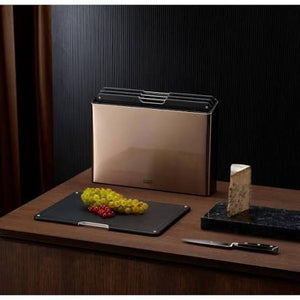 Joseph Joseph Folio Steel 4-Piece Chopping Board Set Rose Gold Case
