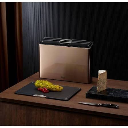 Joseph Joseph Folio Steel 4-Piece Chopping Board Set Rose Gold Case
