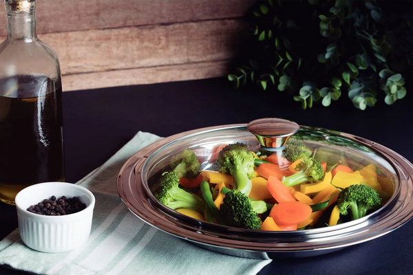 Ciclo Round Dish With Lid 35cm - Stainless Steel & Glass