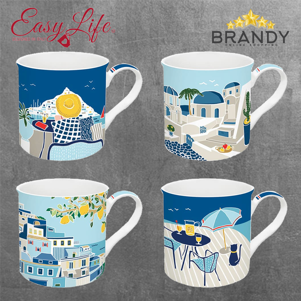 Sea Dreams Mugs Set 4pcs, Porcelain, 300ml