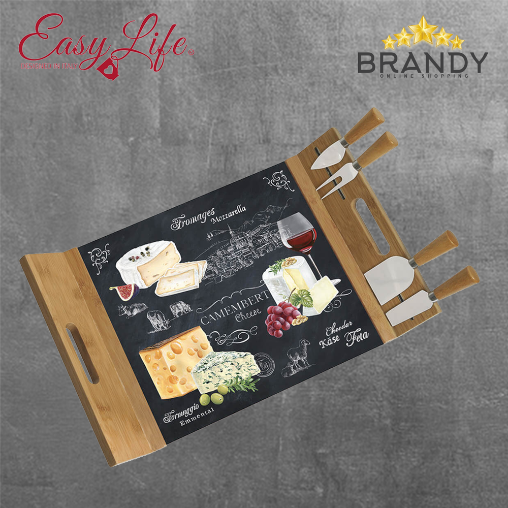 World Of Cheese Cheese Board 44x28cm with 4 Knives