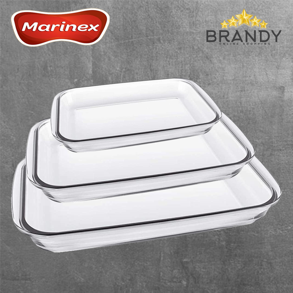 Set 3 Rectangular Roasters Tempered Glass