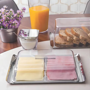 Tramontina Quadrata Stainless Steel Cold Cuts Plate with Dome