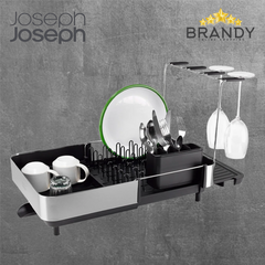 Joseph Joseph Extend™ Steel Plus Expandable Black Dish Drainer with Wine Glass Rack