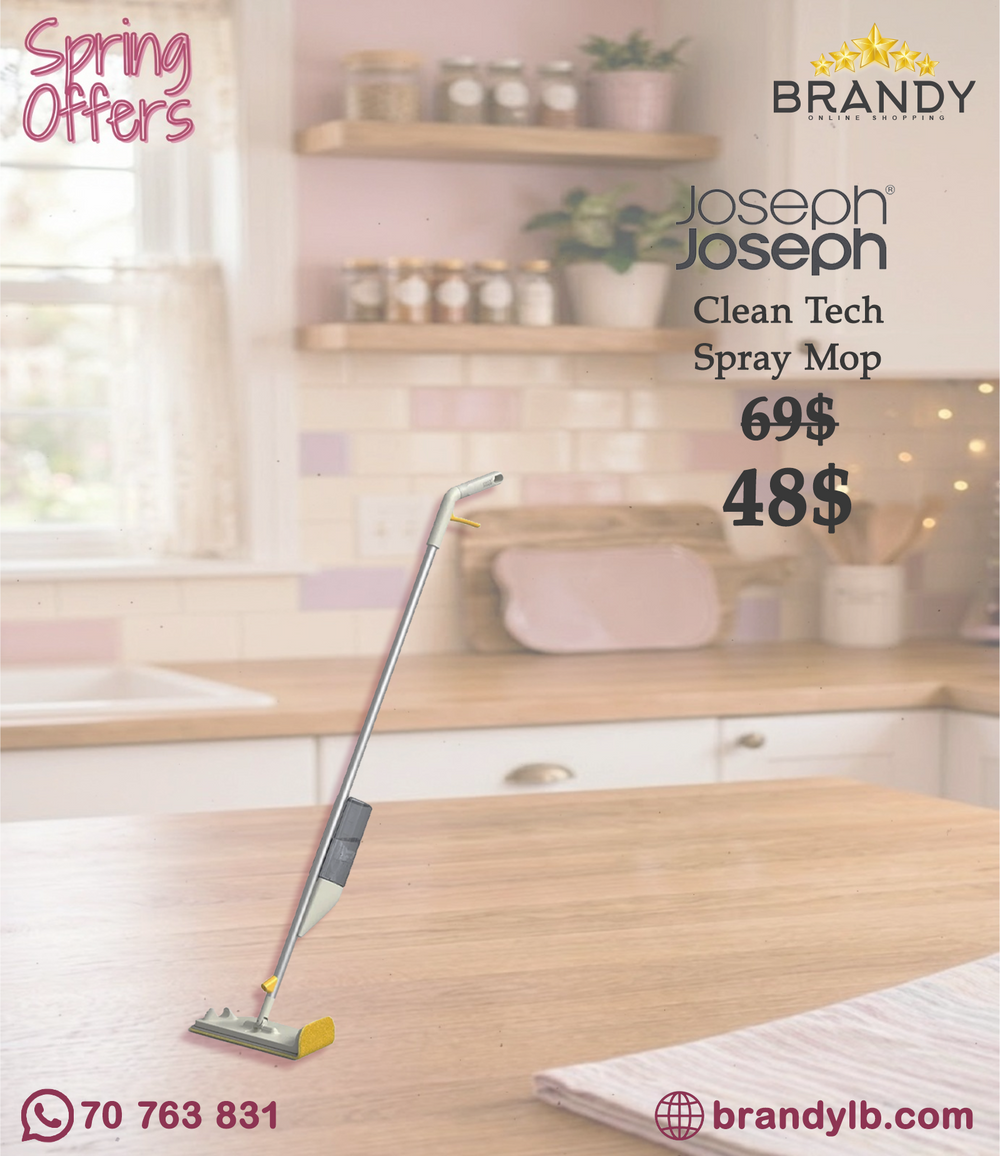 Joseph Joseph CleanTech 2-in-1 Spray Mop 65004 Microfibre Pad Stone