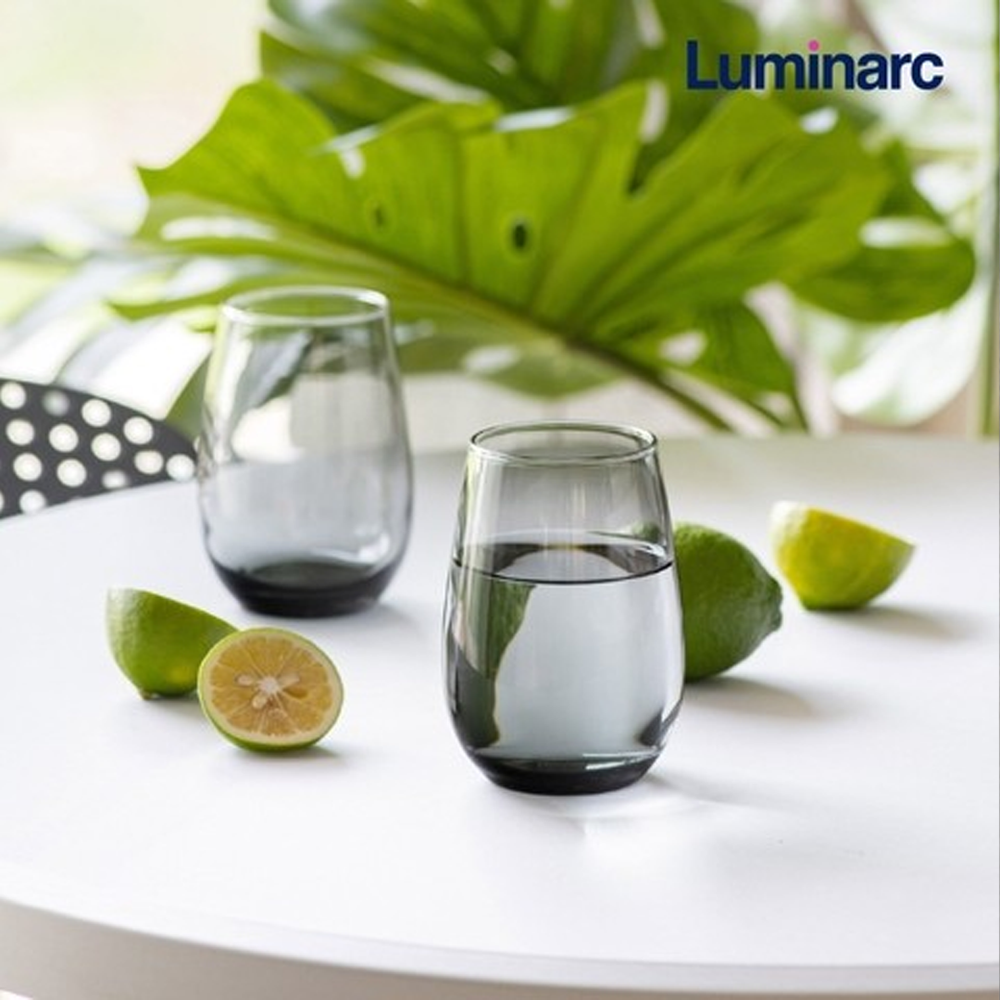 Maine Grey Long Cups Set 6pcs, 37cl Glass Drinkware, Modern Tableware