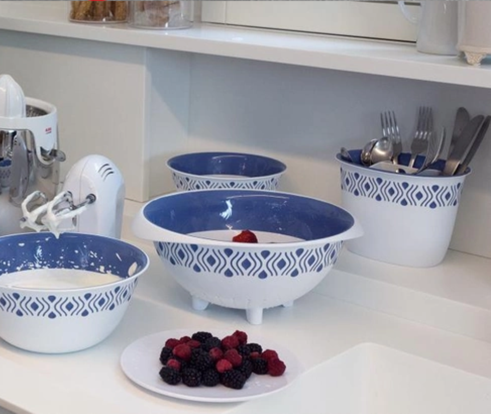 Tosca Blue Colander 28cm - Microwave Safe & BPA Free