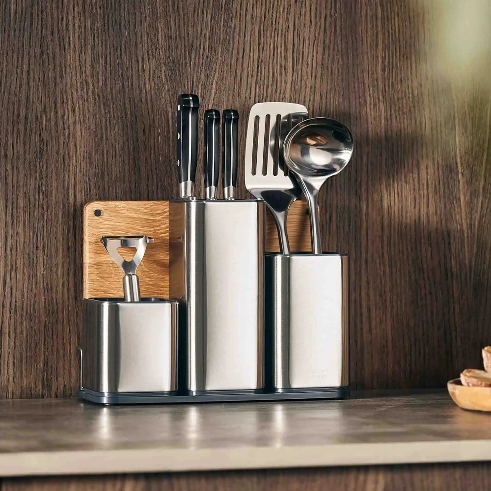 CounterStore Cutlery & Utensils Organizer with Oak Chopping Board