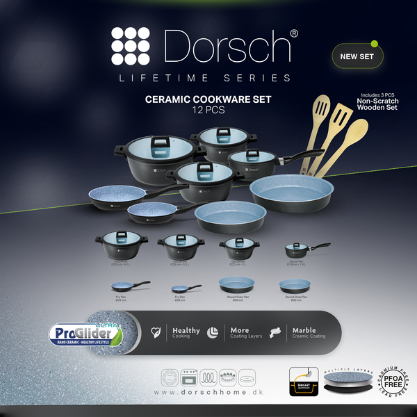 Dorsch Lifetime Granite Cookware Set 8pcs + 3 Wooden Spoons