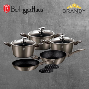 Carbon Metallic Cookware Set 10pcs Non Stick Granite Marble Coating