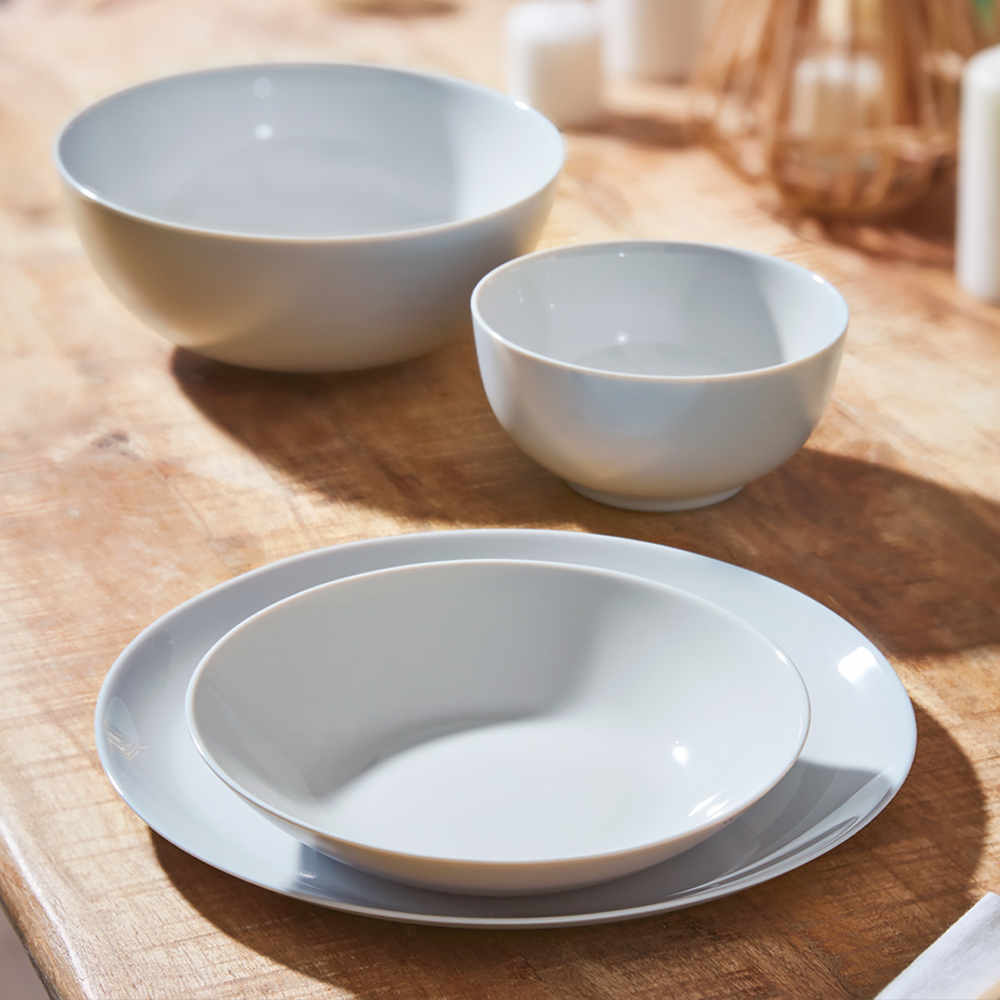 Diwali Grey Bowls 12cm Set 6pcs Opal Glass
