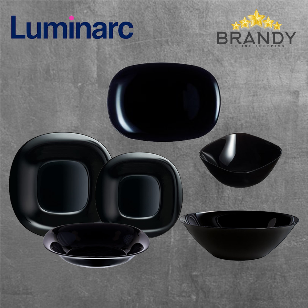 Carine Black Dinner Set 46pcs Opal Glass