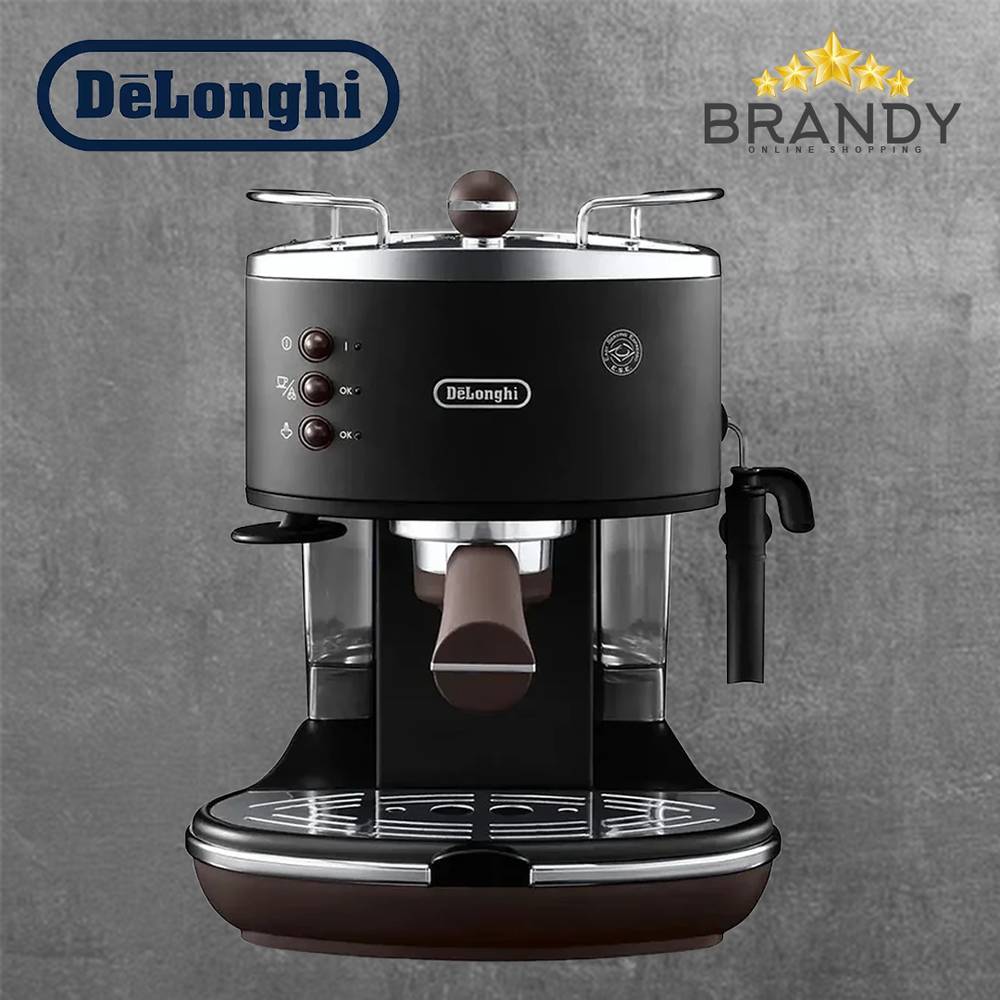 Icona Espresso Maker Black ECOV311BK 15-Bar Manual Coffee Machine with Steam Wand