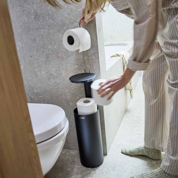 Joseph Joseph EasyStore™ Matt Black Concealed Toilet Roll Holder