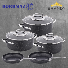 Korkmaz Galaksi Granite 8-Piece Cookware Set-1