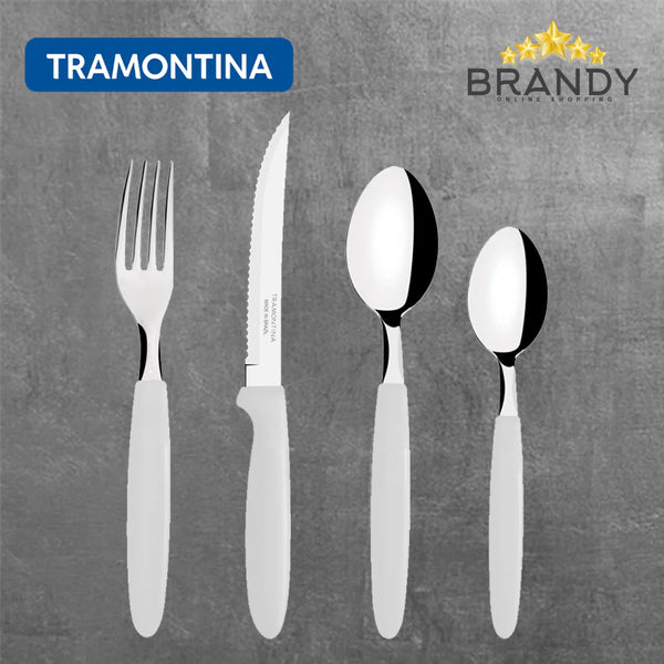 Tramontina Ipanema 25-Piece Flatware Set White Handles with Organizer