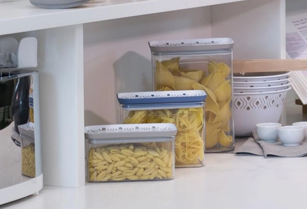 Tosca Grey Rectangular Jar - BPA Free Plastic, Dishwasher Safe