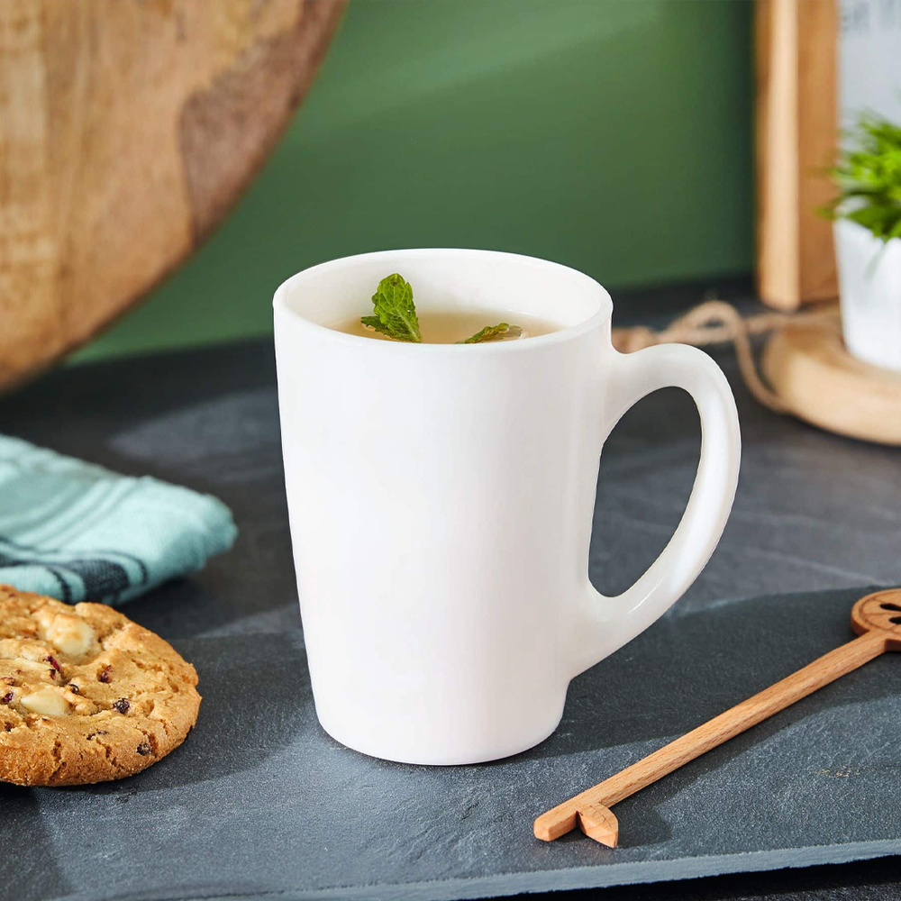 New Morning White Mug Set 6pcs, Opal Glass, 320ml