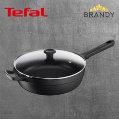 Tefal Trattoria Pro 28cm Cast Aluminum Wok Titanium Non-Stick Lid