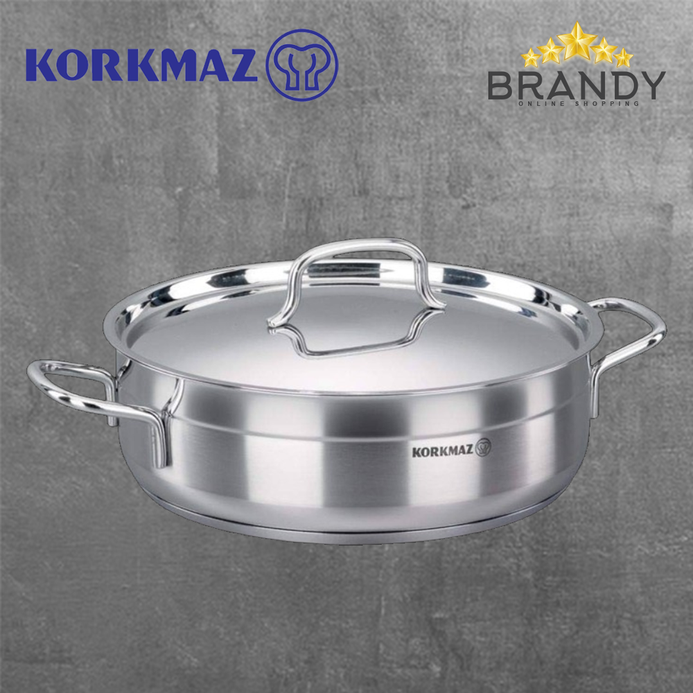 Alfa Low Casserole Stainless Steel Cookware with Lid, 26cm or 30cm