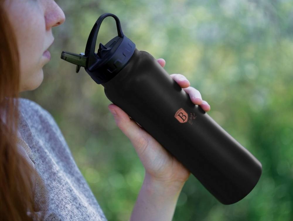 Sport Bottle Black 500ml Stainless Steel Leakproof Insulated Water Bottle