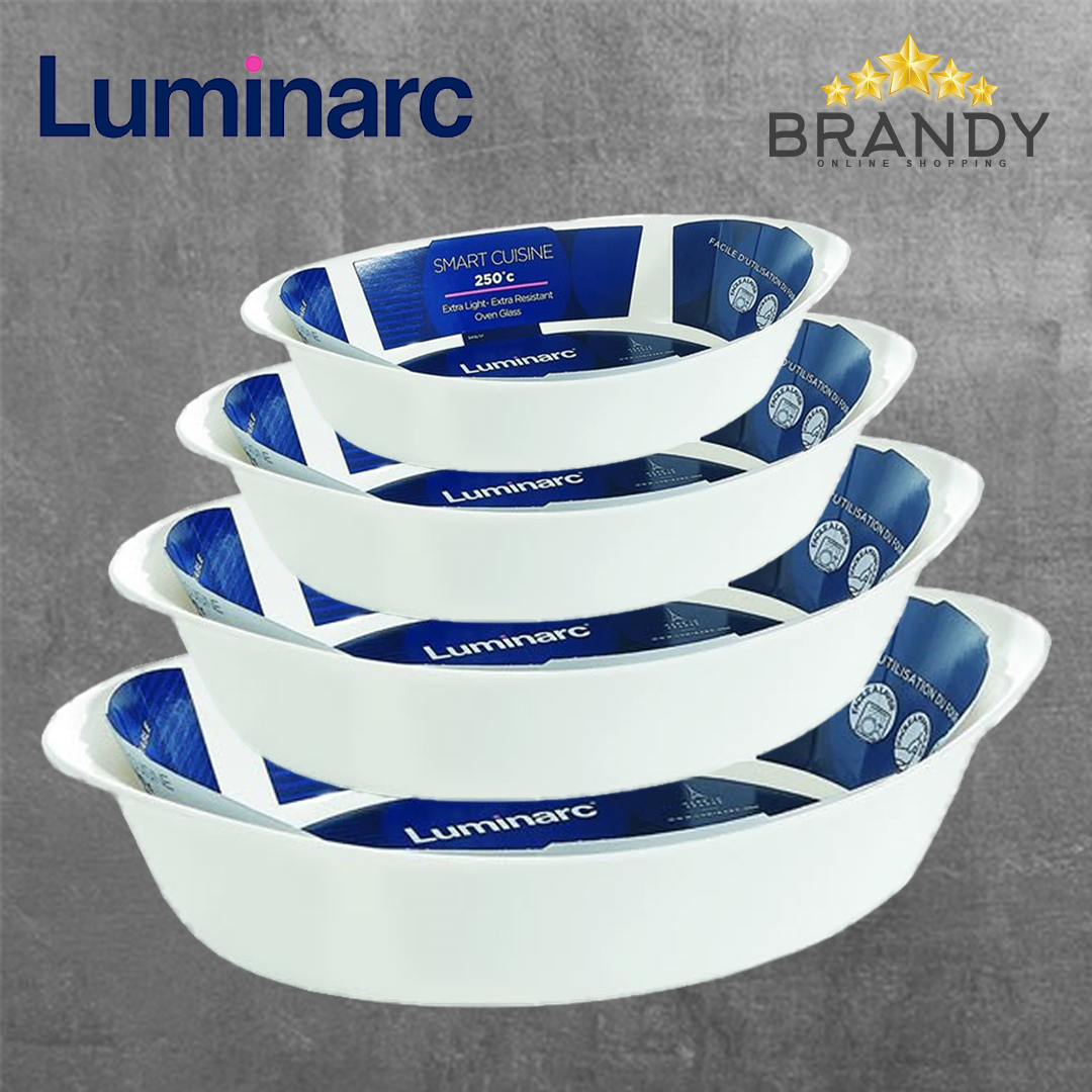 Luminarc Smart Cuisine Set 4 Oval Roasters Opal Glass 21-32cm