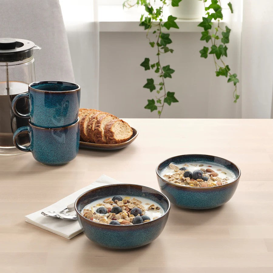 Ocean Blue Porcelain Bowls Set 6pcs
