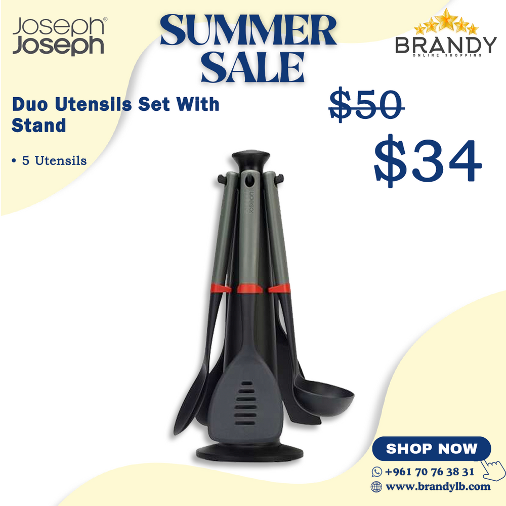 Duo Utensils Set With Stand - Heat Resistant Kitchen Tools