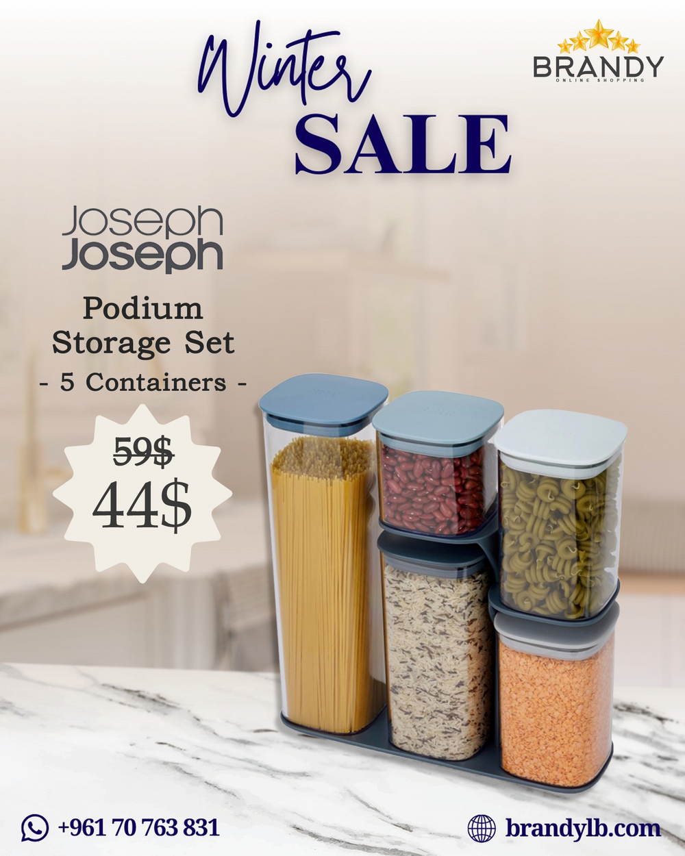 Podium Set 5 Storage Containers With Stand