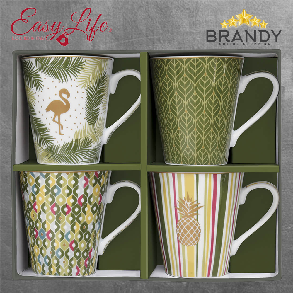 Tropical Mugs Set 4pcs Porcelain 300ml