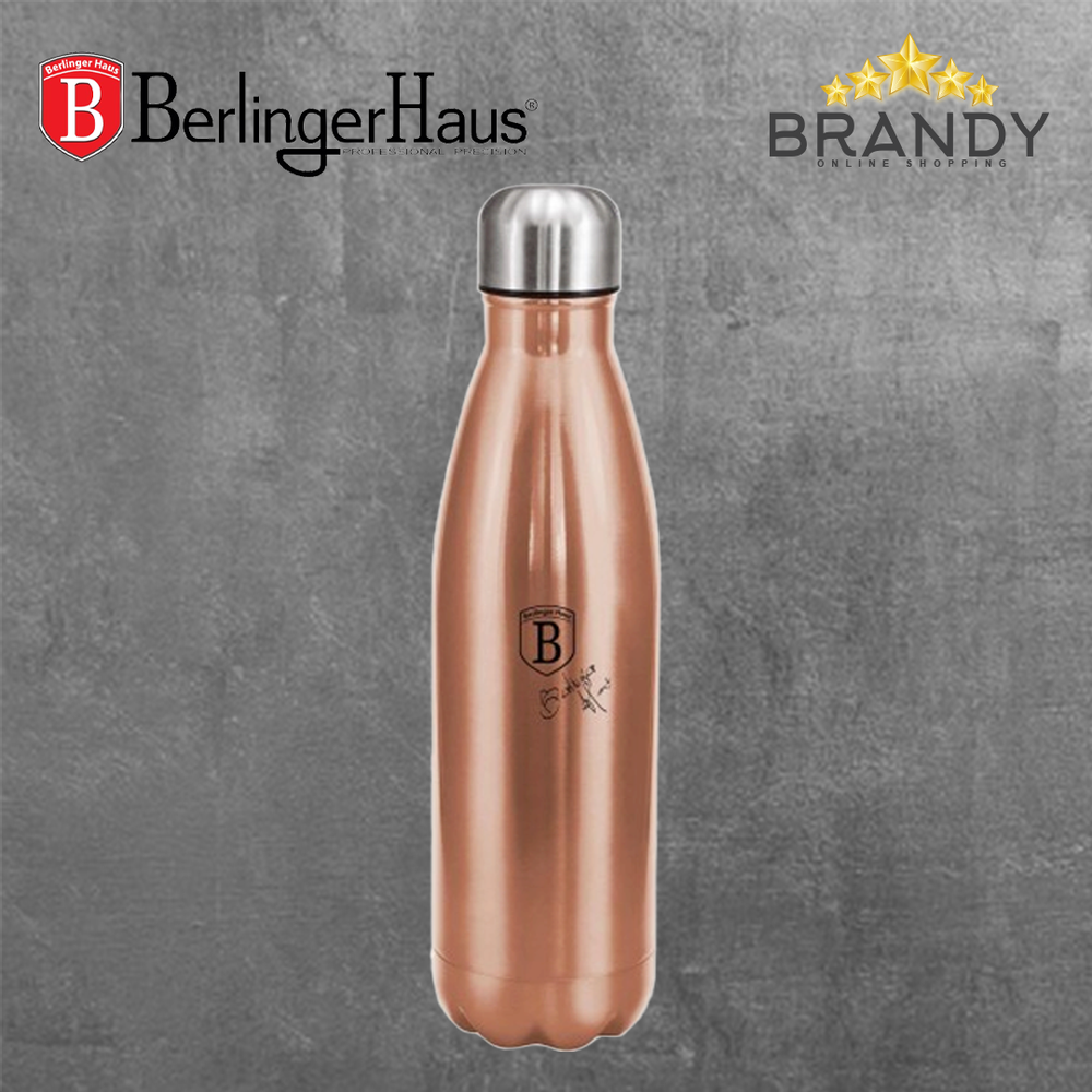 Vacuum Bottle Rose Gold 500ml Stainless Steel 18/10 Leakproof Insulated