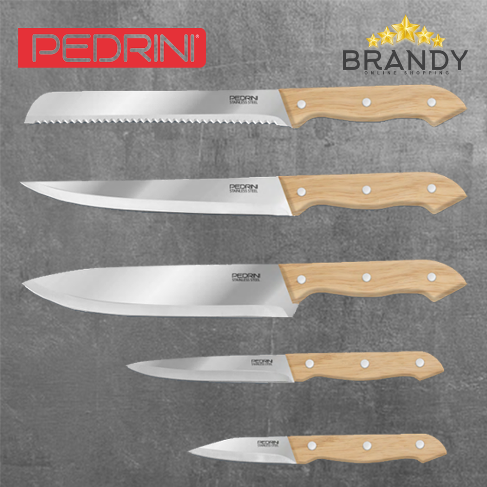 Knife Set With Wooden Stand, Stainless Steel Blades