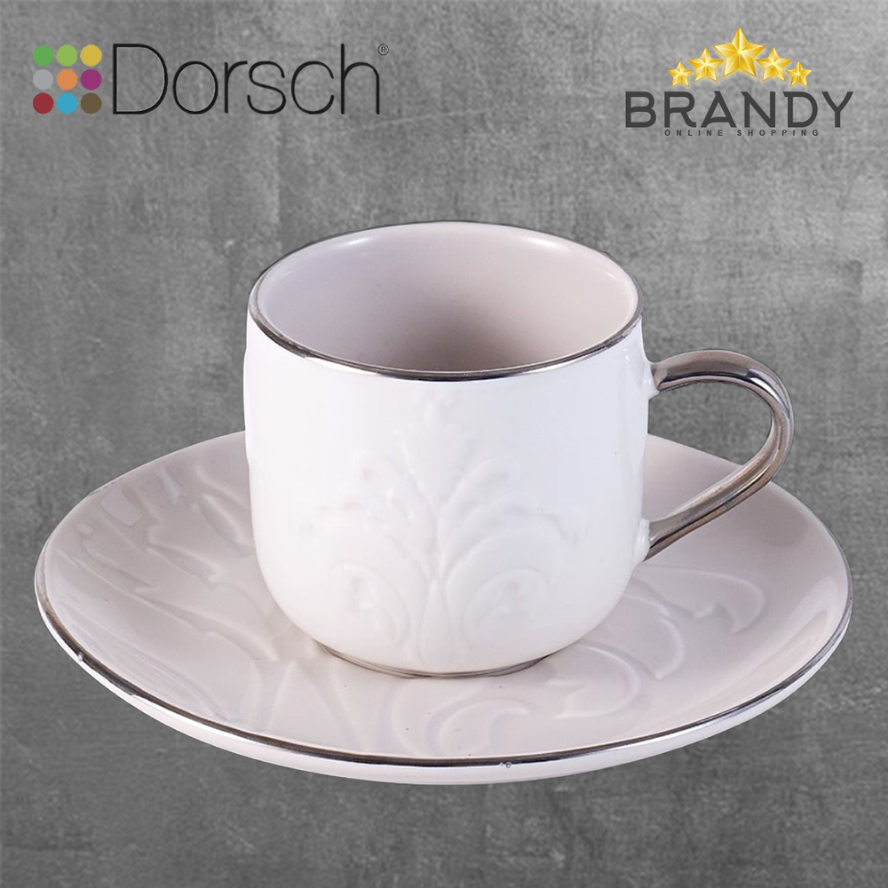Leaf Off-White Porcelain Coffee Cups Set 6pcs