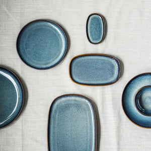 Ocean Blue Oval Plate - Porcelain, 20x13cm & 31x19cm