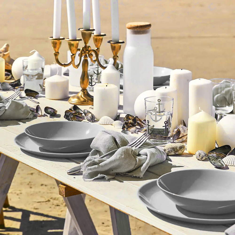 Diwali Grey Dinner Set 18pcs Opal Glass