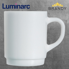 Stackable White Glass Mug Set 6pcs