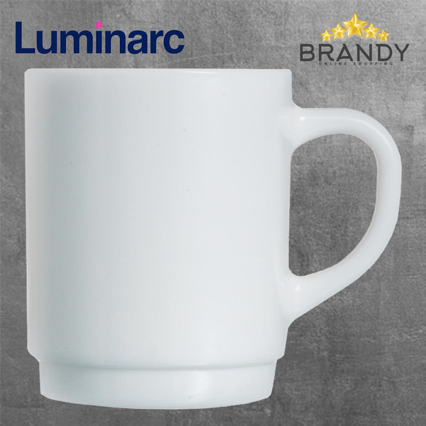 Stackable White Glass Mug Set 6pcs