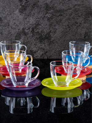 Carine Rainbow Set 6 Tea Cups, Glass, 22cl